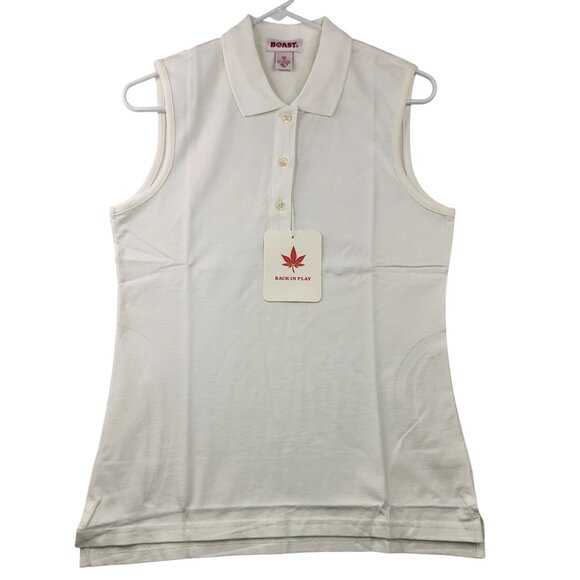Boast Tops - Boast Womens Medium Sleeveless Polo Shirt White Golf Tennis Pickleball Athletic